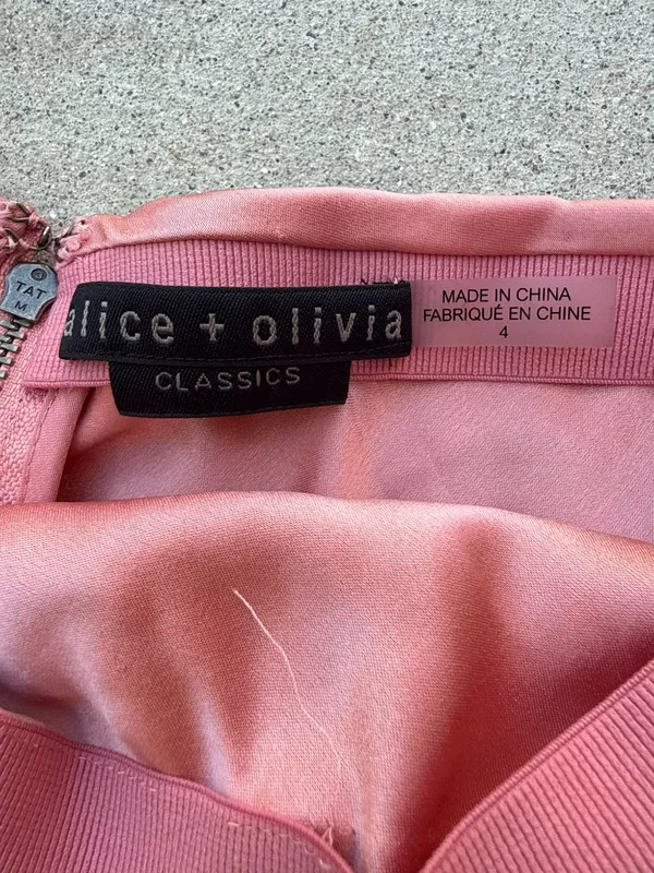 Alice + Olivia Pink Satin Asymmetrical Evening Formal Skirt Coquette Women's 4 - Image 3