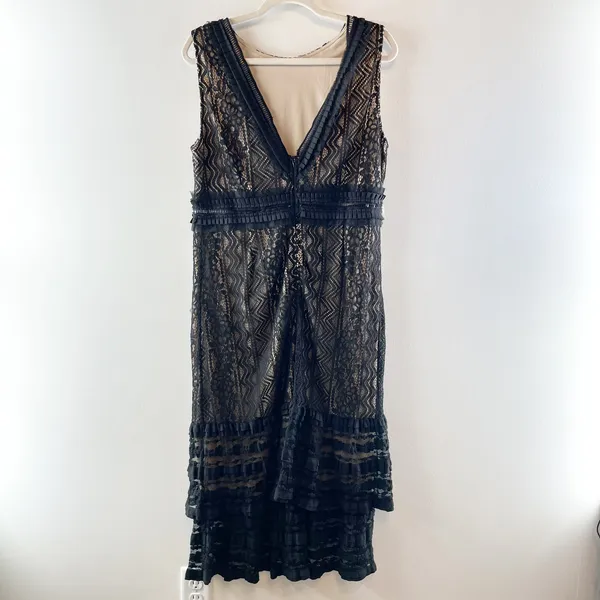 Lulus Garden Soirée Lace Sleeveless Tiered Midi Cocktail Dress Black XL - Image 3