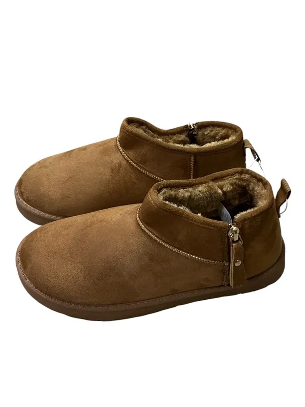ASPEN Mini Side-Zip Faux Shearling Boots 7 Chestnut $49 Retail NEW - Image 2