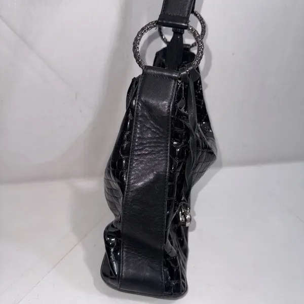 Vintage Y2K Brighton Cher Bag Black Shoulder Tote Croc Leather‎ Gorpcore Purse - Image 3