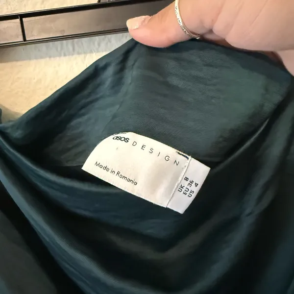 ASOS DESIGN One Shoulder Satin Top Size 4 Forest Green Cocktail Wedding Guest - Image 5