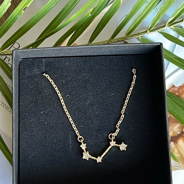 Farrah B. Aries Constellation Pendant crystal on goldtone chain necklace - Image 5