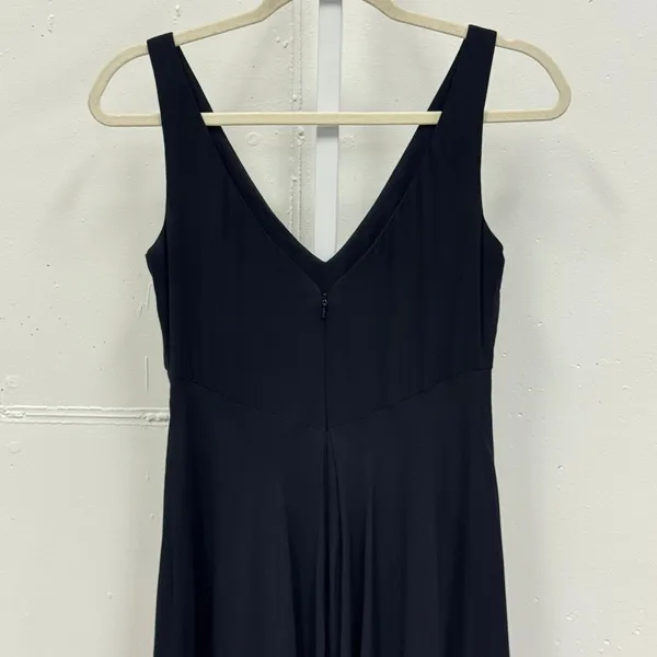Y2K‎ Tahari Navy Blue 100% Silk V-Neck Empire Waist Maxi Dress Size 6 Minimalist - Image 5