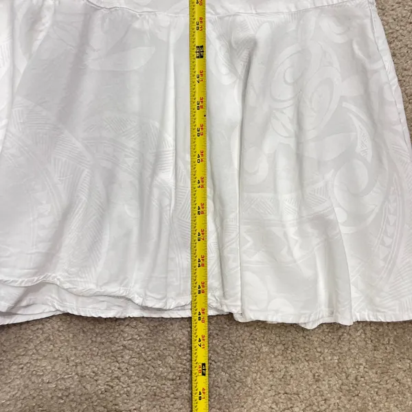 White Burnout Paisley Maxi Hawaiian Dress Short Sleeve Ruffle‎ Hem Beach Resort - Image 9