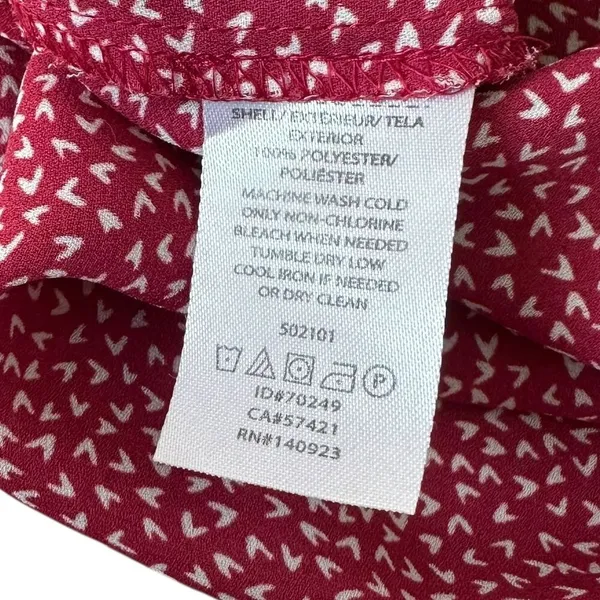 Loft Red/White Printed Collared Top Women's Blouse Size Medium | 74-9 - Image 3