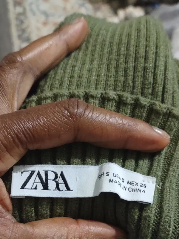 Zara Sleeveless Mock Neck Ribbed Crop Sweater - Olive Green Sleeveless Preppy S - Image 3
