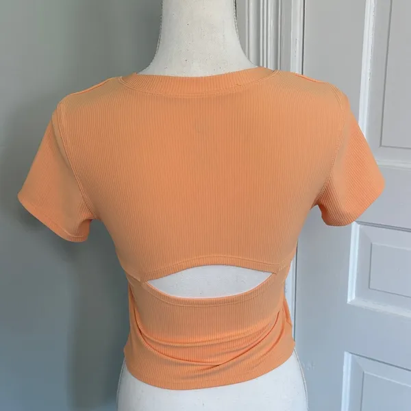 Move theology‎ Women's Orange Ribbed Top T-Shirt Size Medium - Image 5