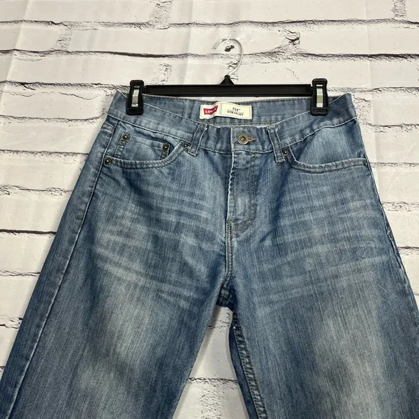 Levi's 514 Blue Straight Leg Jeans Classic SZ 29/29 Bootcut Distressed High Rise - Image 6