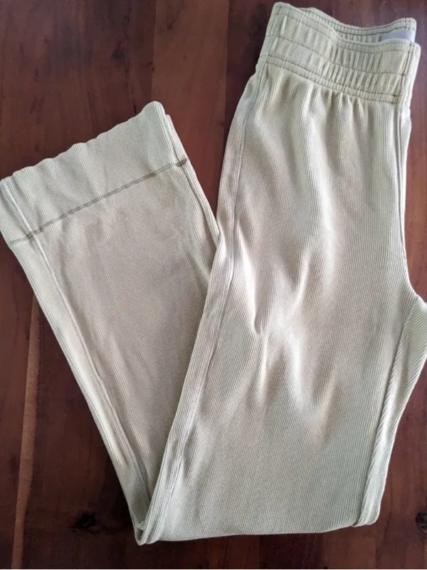 Everlane The Ribbed Flare Pant in Sage Green Size XS Pull on cotton - Image 5