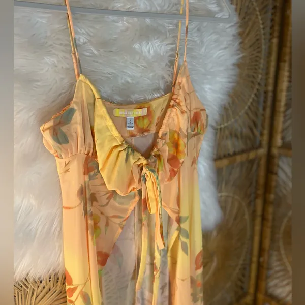 Urban Outfitters Angelic Longline Flyaway Cami Floral Sheer Tie-Front Top Fairy - Image 5