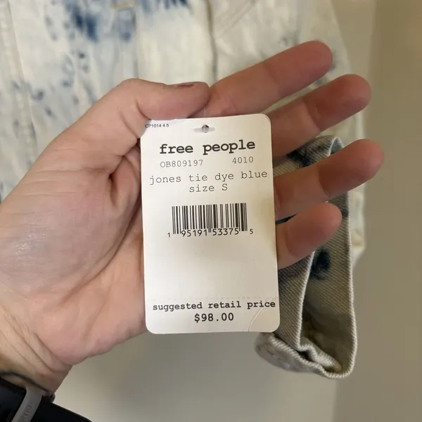 Free People‎ Jones Denim Jacket Womens Size S Blue Tie Dye OB809197 Trucker - Image 4