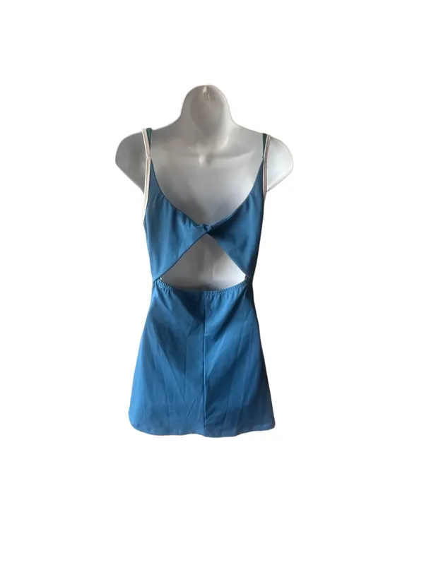 Sincerely Jules Blue Activewear Dress Green Neckline White Straps Size M - Image 2