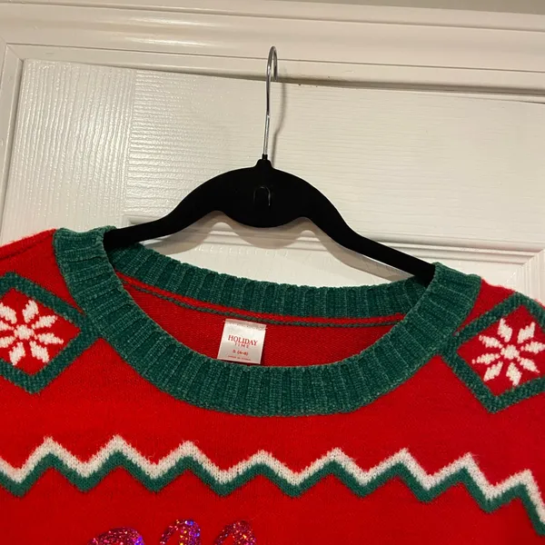 Holiday Time Size S Merry Christmas Embellished Sequin Crew Neck Ugly Sweater - Image 3