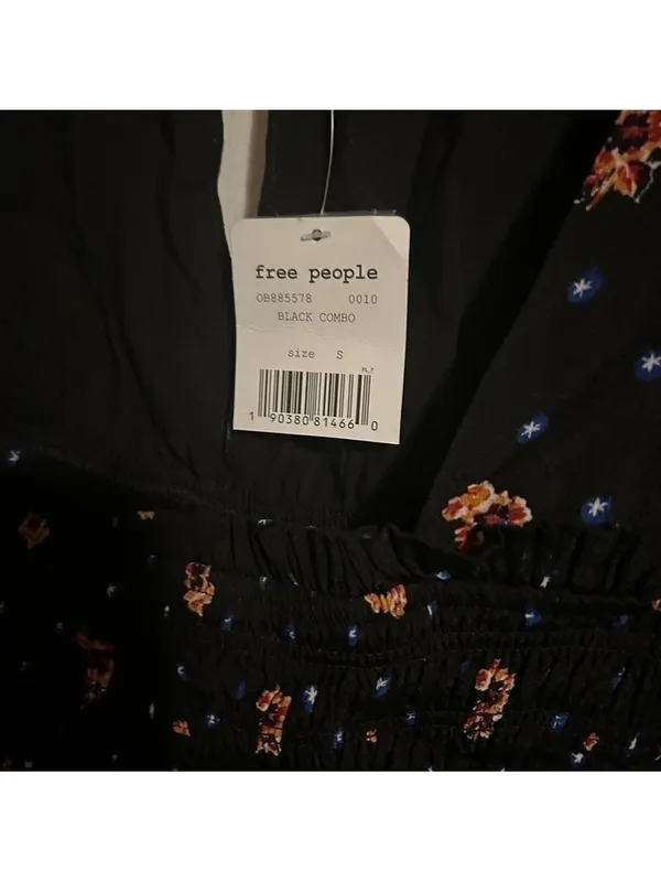Free people two faces black smock drop waist long puff sleeve min dress - Image 5