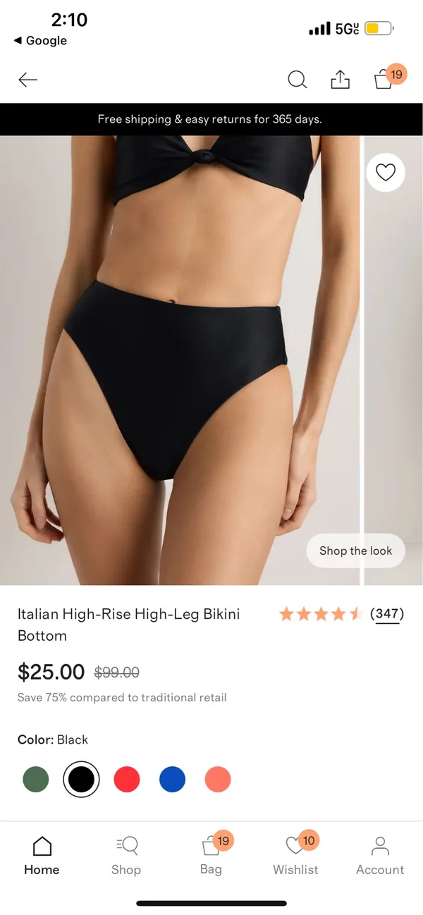 New Quince Italian High-Rise High-Leg Bikini Bottom Size Medium - Image 2