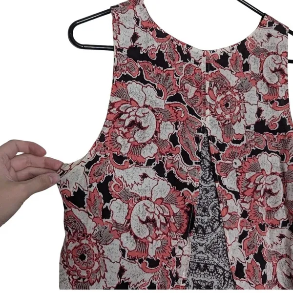 Lucky Brand Womens S Floral Paisley‎ Tank Top Coral Cream Boho Peasant Festival - Image 12