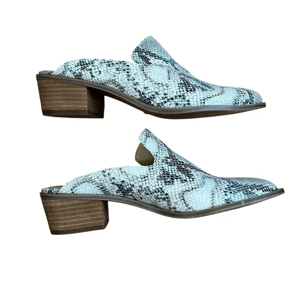 Chinese Laundry Snakeskin Pointed Toe Low Block Heel Mule Slides 7.5 - Image 5