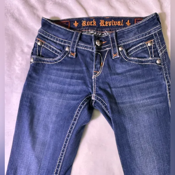 Rock Revival Dark Blue Flare Jeans - Image 2