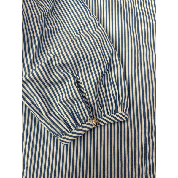 J.Crew Organic Cotton Long Sleeve Ruffleneck Top Stripe Blue Size‎ XS - Image 9