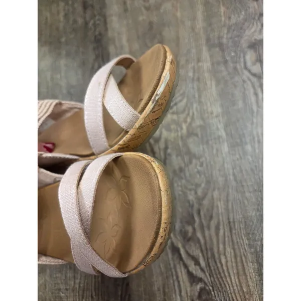 Skechers Beverlee-High Tea Luxe Foam Wedge Pink Brown Heels Sandals Shoes 6 - Image 8