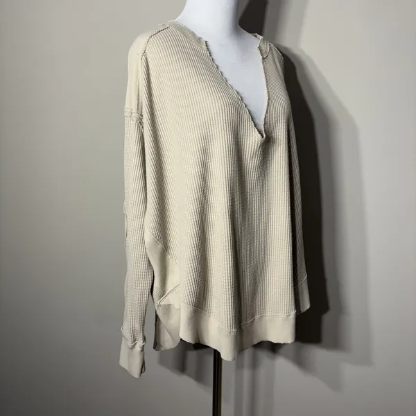 We the Free People Owen Thermal Small Oversized Waffle Knit Boho Beachy High Low - Image 11