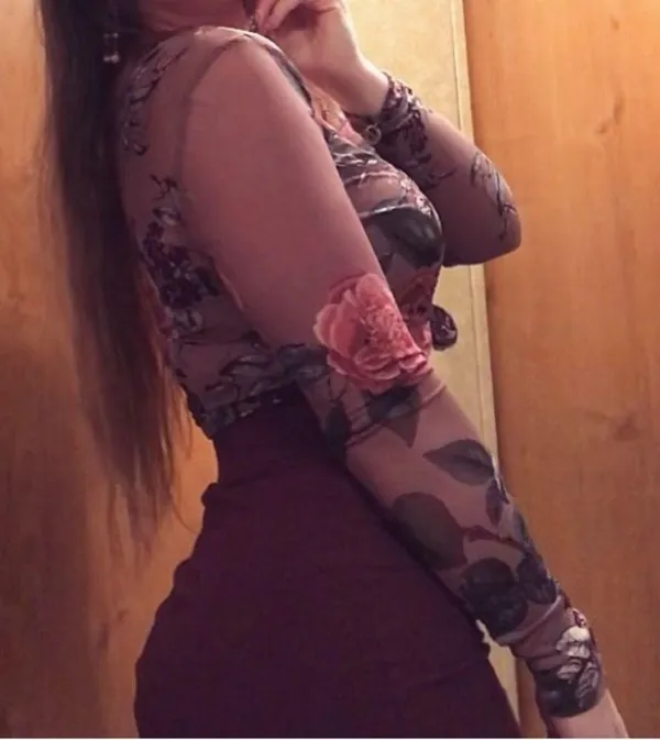 Charlotte Russe Mesh long sleeve purple floral top - Image 6
