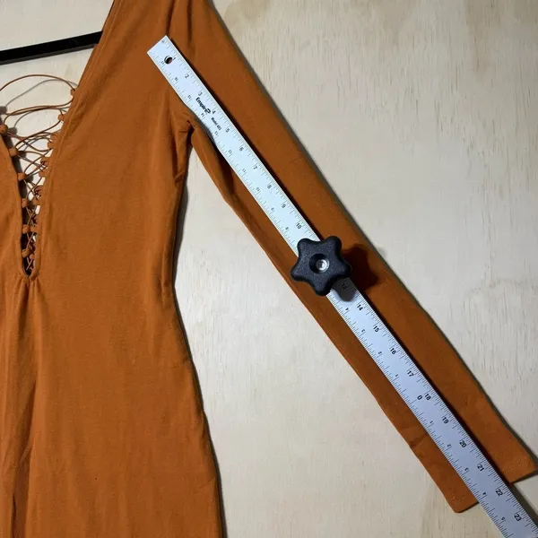 Forever‎ 21 Rust Lace-Up Long Sleeve Midi Bodycon Dress Women’s Small - Image 5