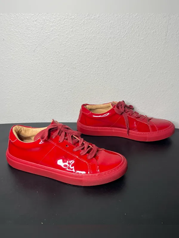 Greats Brooklyn Red Patent Leather Lace Up Sneakers Size 8.5 - Image 2