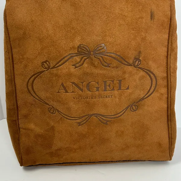 Victoria's Secret Angel Brown Faux Suede‎ Tote Bag Trellis Lining Vintage Y2k - Image 9