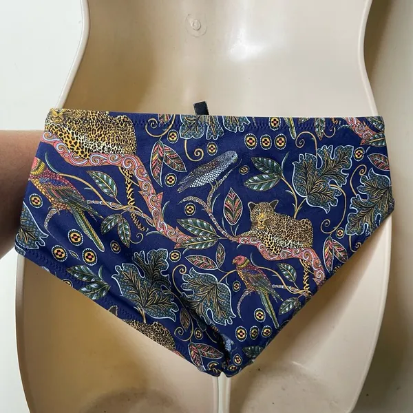 J.Crew Jungle Leopard Print Two Piece Swimsuit Blue Womens S - Image 5