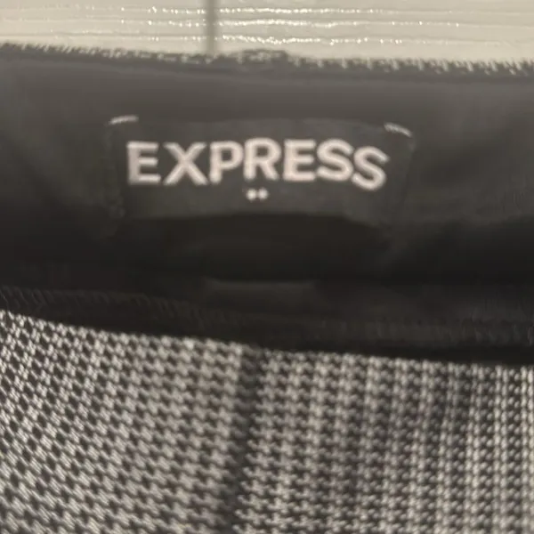 Express Checkered Black and White Mid Rise Ankle Pants - Image 4