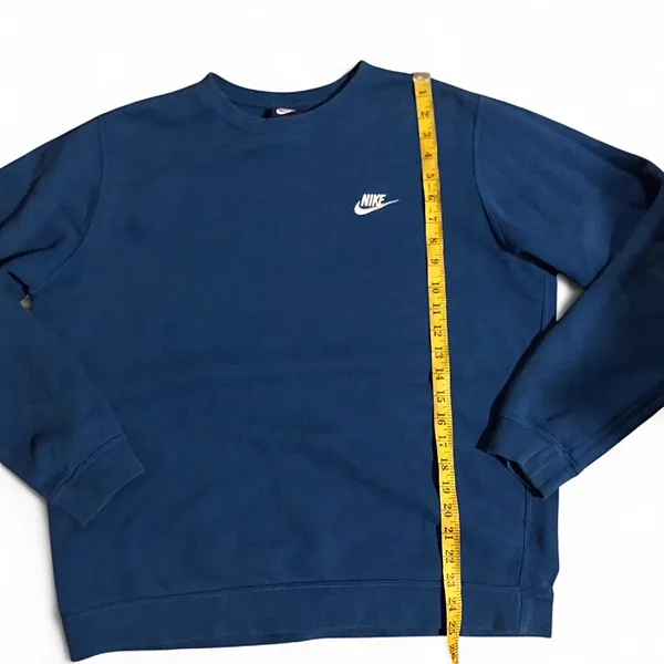 Nike Blue Crewneck Sweatshirt Swoosh Preppy Athleisure Sporty Long Sleeve Fleece Lined Sz L #Streetwear. Measurement in pics. - Image 6