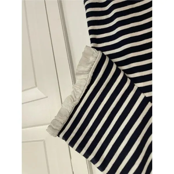 J. Crew striped ruffle sleeve shirt sleeve dress medium - Image 4