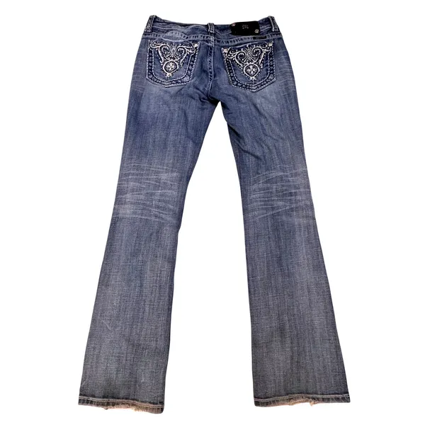 Miss Me JP5341B Bootcut Jeans Medium‎ Wash Embroidered Rhinestone Womens 30 - Image 6