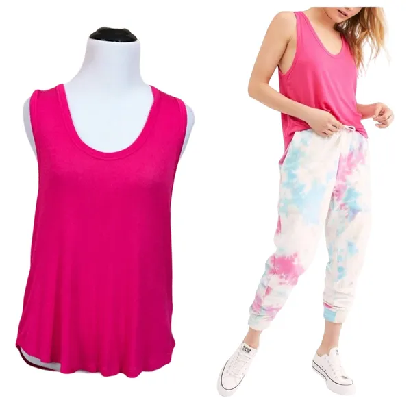 NWT Free People Take the Plunge Fuchsia Tank Top - Fuchsia - Small - Image 5