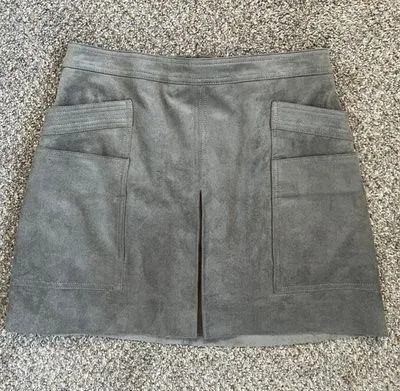 BCBGMAXAZRIA Grey Suede Skirt - Image 2