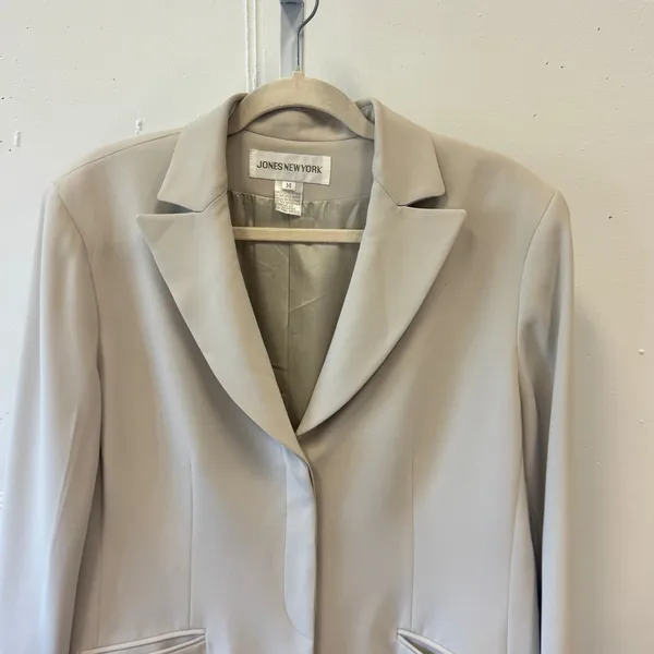 Jones New York Beige Neutral Single Button Blazer Jacket Size 14 Professional - Image 4