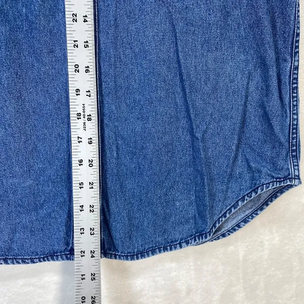 Solutions New York Denim Sleeveless Shirt Beach Embroidery Button Up S‎ - Image 3