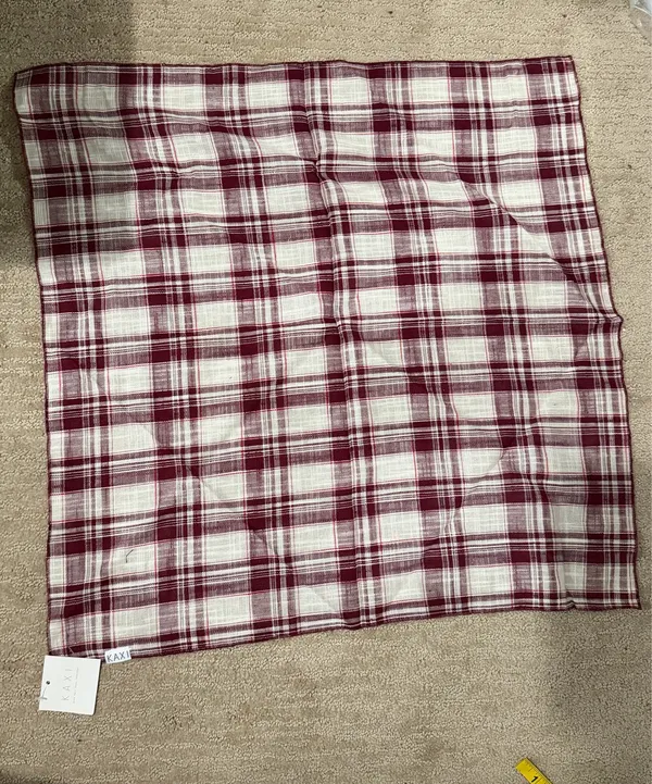 Kaxi Burgundy and White Plaid Hair Bandana Scarf - Image 2