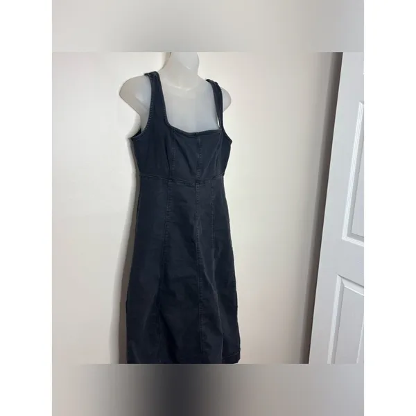 Old Navy Black denim Sleeveless Square. Neck Midi Dress size small cottagecore - Image 2