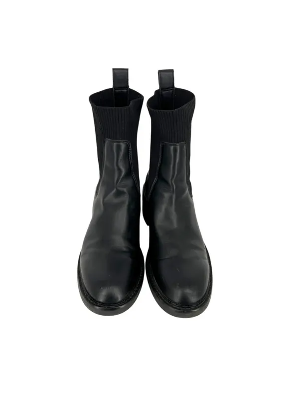 Steve Madden Kiley Black Leather Knit Block Heel Ankle Boots Size 9 - Image 2