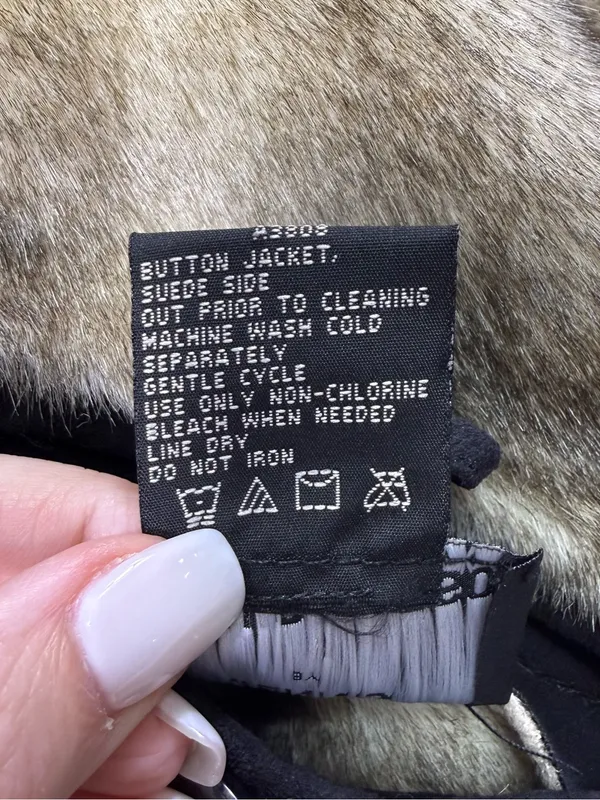 dennis basso Black Coat with Tan Faux-Shearling Trim Size XL NWOT - Image 10