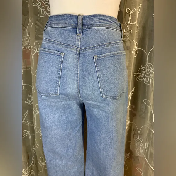 Style and Co Straight Leg Distressed Denim Blue Jeans - Image 5