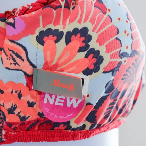 Maaji‎ Bikini Top Womens Large Red Reversible Smocked Floral Halter 3011MTS NWT - Image 7
