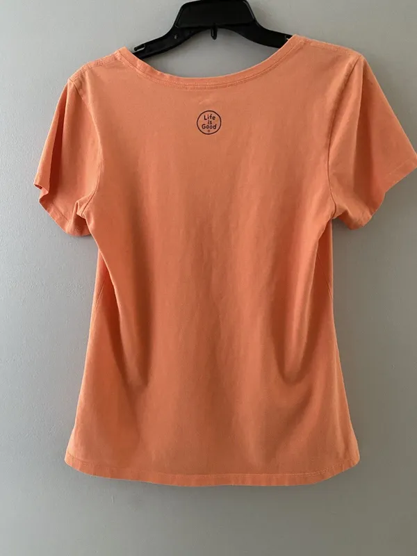 Life is Good Crusher Tee Size S Orange UNPLUG Shirt Beach Relax Ocean Vacation - Image 9