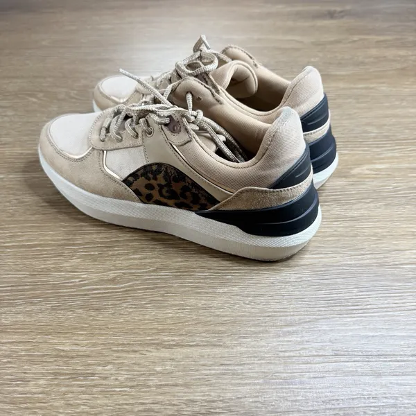 Zara Chunky Platform Sneakers Leopard Accent Beige Lace Up Women's EU 40 US 9 - Image 6