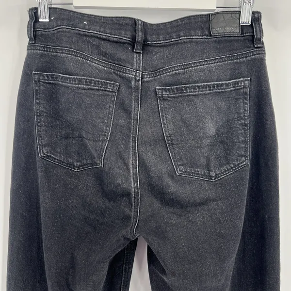 American Eagle Mom Straight Jeans Black Distressed Denim Women's Size 4‎ Short - Image 6