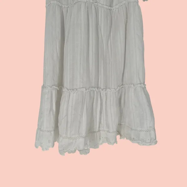 KATE & SAM Tiered Mini Dress Women‎ Size S White Eyelet Ruffle Lace Boho Summer - Image 14