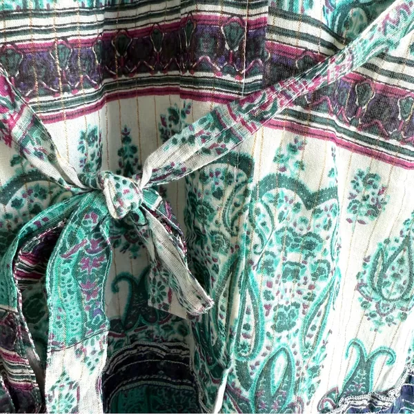 NEW Anthro Raga Womens Dress Teal Caravan Short Wrap Short Sleeve Size Small - Image 8