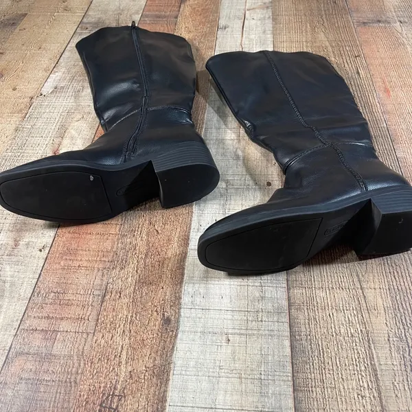 Frye & Co Lillian Black Knee High Riding Boots 7.5 Wide Calf Vegan - Image 7
